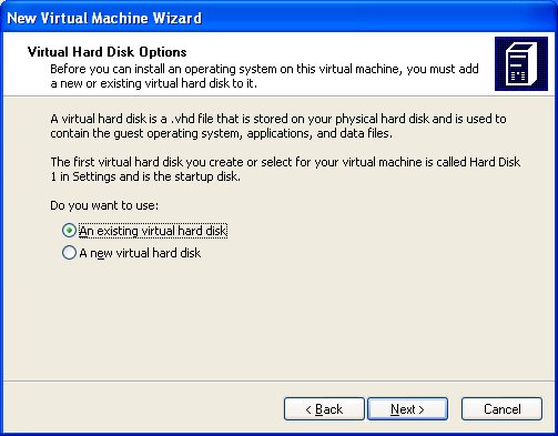 Select 'Existing Virtual Hard Disk'